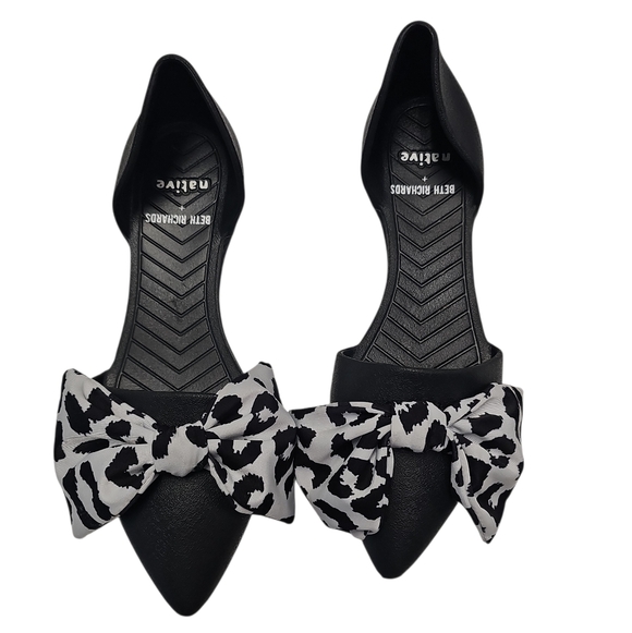 Native Beth Richard Black D'orsay Bow Pointed Toe Shoe 6 - Picture 6 of 9